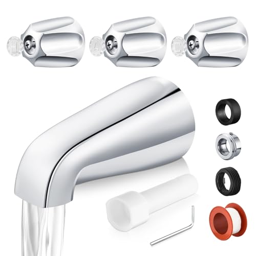 Bathtub Faucet and Shower Knobs Replacement Easy to Install Tub Spout Set for 1/2 Copper Pipe 1/2 IPS and 3/4 IPS with Install Tool