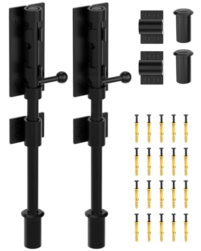 Image of 10 inch Barrel Bolt Latch, Heavy Duty Slide Bolt Gate Latch, 304 Stainless Steel Thickened Metal Gate Locks for Outdoor Fence, Shed, Wooden Gate, Barn, Patio, Courtyard (Black - 2pcs)