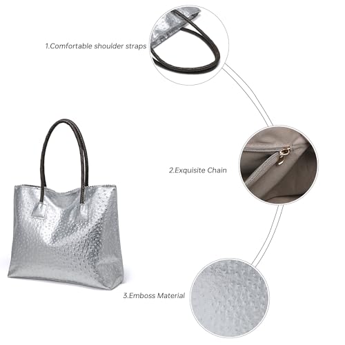 Bolso Tote grande para mujer de cuero vegano miniatura 6