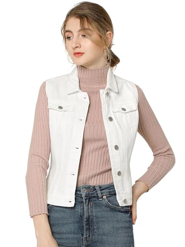 Veste en jean délavé blanc femme Allegra K pour rompre la monotonie
