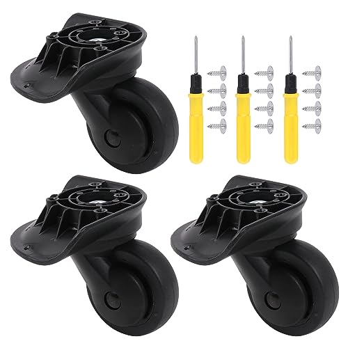 RDEXP 3 Pieces Plastic&Metal Multifunction Luggage Spinner Wheel 115W Serie W076 Black