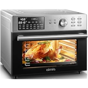 Air Fryer Oven, 21-in-1 Toaster Oven 32QT Convection Oven Countertop, Stainless Steel Smart Airfryer,6 Accessories, Rotisserie, Recipes,1800W