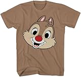 Animation Shops Chip 'N Dale Chipmunk Face Costume T-Shirt (Medium, Tan, Dale)