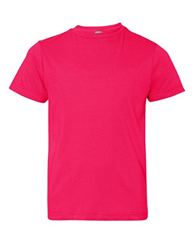LAT Youth Fine Jersey T-Shirt, Small, HOT Pink