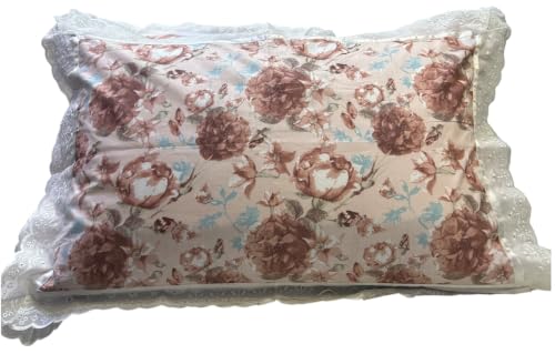 Image of VHC 100% Cotton Lace Pillow Cover /Case Set (Pack of 2)-Maroon (Rosemist)