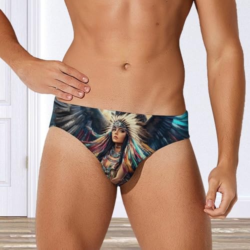 Native Indian U.S. Beauty Mens Swim Briefs Quick Dry Triangle Trunks Swimsuit Swimming Bikini Swimwear4