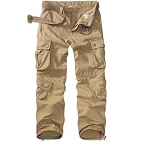 Jessie Kidden Mens Combat Camo Cargo Trousers Camouflage Army Military Tactical Work Pants #7533 Khaki-29