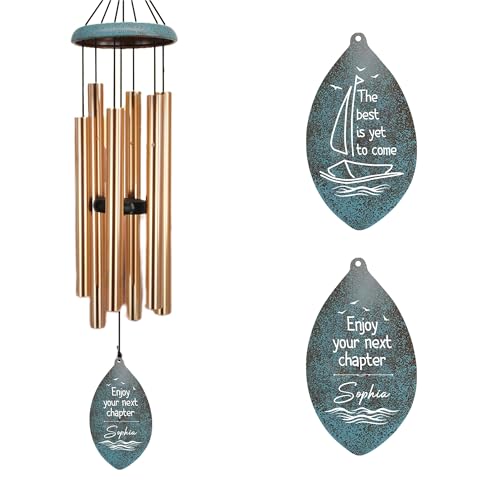 Image of ASTARIN Personalized Happy Retirement Gift, Custom Retirement Wind Chimes for Women Men, 35 inch Large Deep Tone Wind Chime Retire Gifts for Teacher Co-Workers Boss Friends Parents