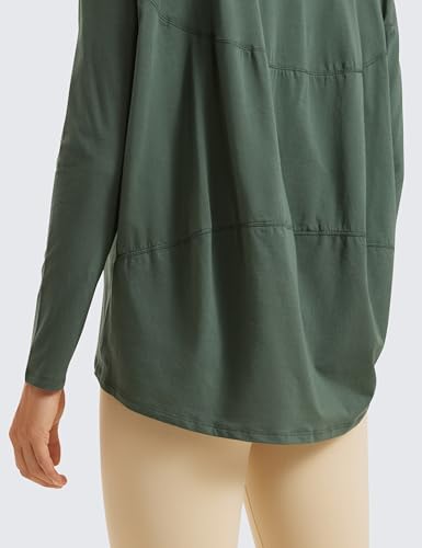 Image of CRZ YOGA Long Sleeve Workout Shirts for Women Loose Fit-Pima Cotton Yoga Shirts Casual Fall Tops Shirts