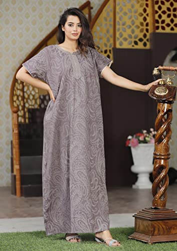 Image of G4Girl Pure Cotton Embroidery Nighty for Women's | Night Gown | Nighty | Nightdress | Maxi | Sleepwear | Jaipuri Nighty | Nighties | Gown