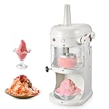 VEVOR Commercial Ice Shaver Crusher, 220lbs/hr Electric Fluffy Ice & Snow Cone Machine, 250W 1500RPM Tabletop Fluffy Shaved-Ice Machine for Parties Events Snack Bar, Home and Commercial Use (White)