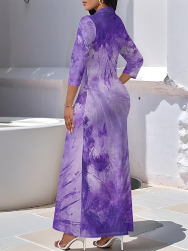Image of PinkPatty Women's Casual 3 /4 Sleeve Polo V Neck Bodycon Maxi Dress