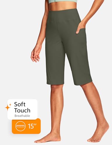 Image of ISEEGZ 15 inch / 18 inch / 21 inch / 25 inch Capri Pants for Women High Waist with Pockets Women's Capris Workout Yoga Pants Loose Straight Leg