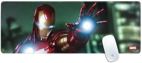 Skinit Extra Large Gaming Mouse Pad - Officially Licensed Tony Stark Iron Man Design with Stitched Edges, Waterproof, Non-Slip Rubber Base, Desk Mat for Keyboard & Mouse, 35.75" x 15.4" inches