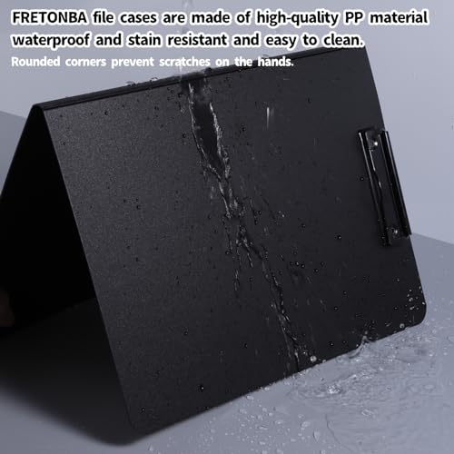 Image of FRETONBA Clipboard A4 Writing Case Clipboard with Lid Blue | Clipboard Folder with 2 Clips, Writing Board for Office /Construction Site /School, Clipboard Folder