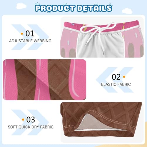 Boys Swim Trunks Quick Dry Bathing Suit Ice Cream Brown Wafer Toddler Swim Shorts Boardshorts Swimwear 3-103
