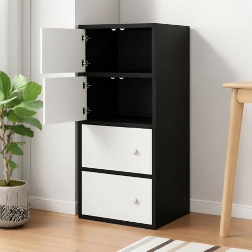 Image of EXVITO Premium Wooden Collapsible Wardrobe with 6 Doors & 6 Spacious Shelves | Modern Foldable Almirah for Clothes, Blankets & Storage - Sun Protection with Anti-Slip Handle (BBLK, 4 Door)