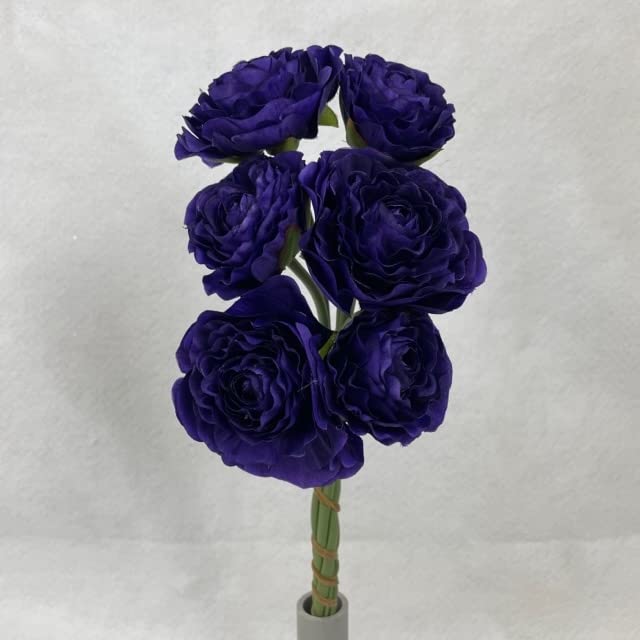 Factory Direct Craft Group of 3 Artificial Spring Purple Ranunculus Silk Flower Bouquets for Arranging, Crafting and Decorating