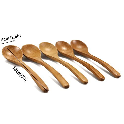 Miraclekoo Wood Spoons For Eating And Soup Wooden Soup Spoons,7 Inch,5 Pcs #TOP3