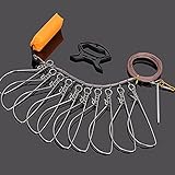 Joyeee Stainless Steel Fishing Stringer for Wading Boat Kayak, with Float Carabiner, 10 PCS Fish Lock and Plastic Handle, 27 FT 300lb Silent Stringer Durable Fishing Gear, Clip Fish Holder, Red