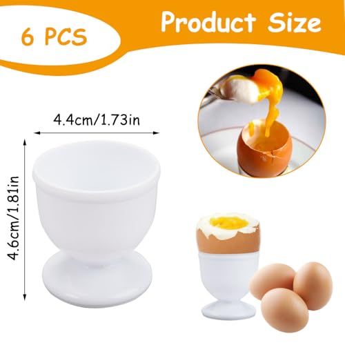 Rairsky 6 Stück Runder Eierbecher Plastik, Eierbecher Weiß, 4.4 X 4.6 cm Eierbecher Set, Eierbecher Stapelbar,Eierbecher Lustig Geeignet für Hart und Weich Gekochte Eier auf Jedem Frühstückstisch – Bild 3