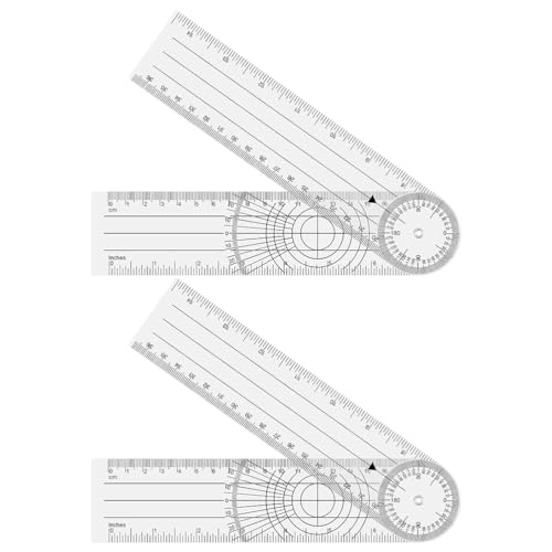Fc'Noqgn Juego de 2 transportadores giratorios 360° Cinta métrica Angular Transparente, Resistente y fácil de Transportar Ideal para Uso doméstico y Escolar