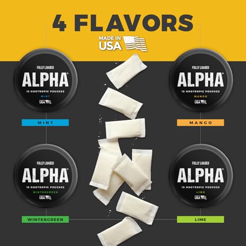 Image of Fully Loaded Alpha Nootropic Pouches (Lime) - 5 Cans - 15 Pouches per can - Effective Nootropic Delivery, Nic Pouch Replacement - Faster Absorption, Alpha GPC, L-Tyrosine, GABA