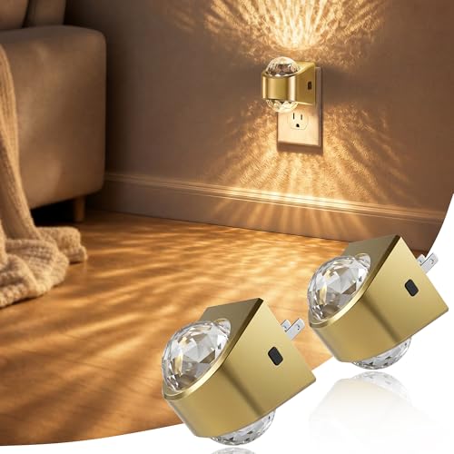 Image of JandCase Night Lights Plug into Wall, 2 Pack Star Projector Night Light with 3000K Soft White, Automatic Galaxy Nightlight Plug in with Light Sensor for Bathroom Hallway Room Decor