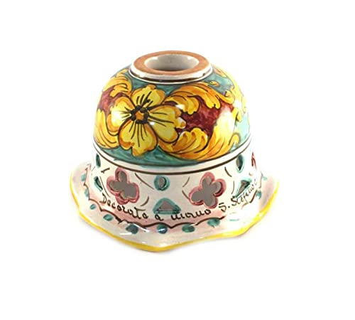 Piatto in ceramica ricambio per lampadario applique plafoniera firmato e decorato a mano dai maestri ceramisti di santo stefano di camastra decoro giulia