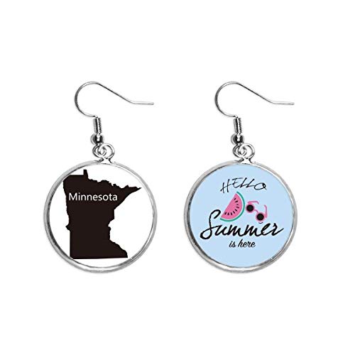 Pendientes de sandía con silueta del mapa de Minnesota para comunidad latina