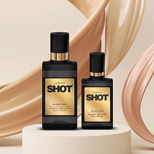 Image of Layer'r Shot Black Noir | Long Lasting Body Spray | Combo Pack of 2 for Men | 130ml & 50ml