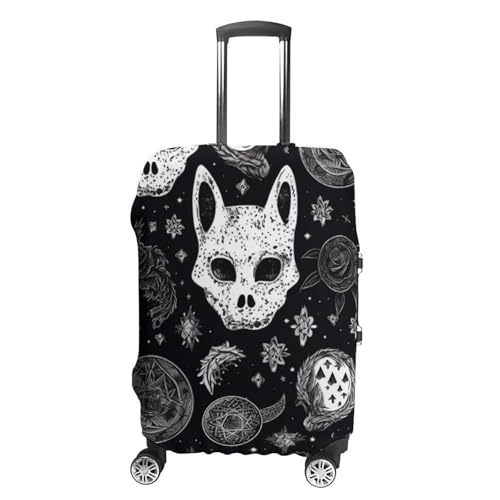 Skull Cat Moon Gothic Suitcase Cover Washable Luggage Cover Dust-proof Luggage Protector Cover Anti-Scratch Travel Suitcase Protector Fits 18-32 Inch Luggage