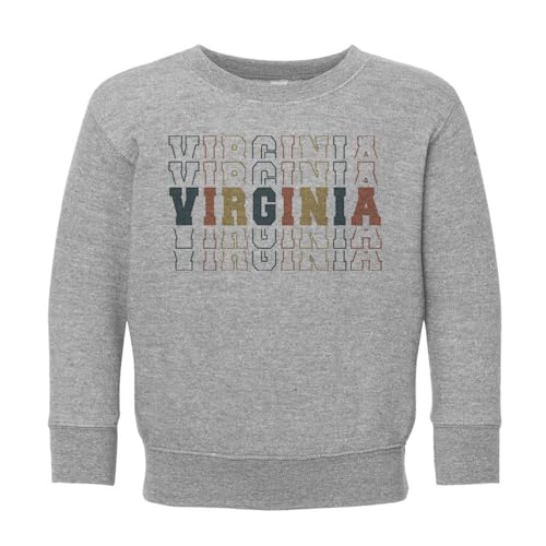 Stacked Virginia Kids Sweatshirt Toddler 3T Heather Grey
