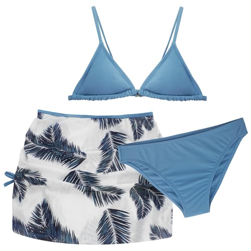 Image of Happy Cherry Swimsuits for Teen Girls Bikini Cute Bathing Suits Kids Tropical Floral 3 Piece Swim Suits with Shorts Skirt