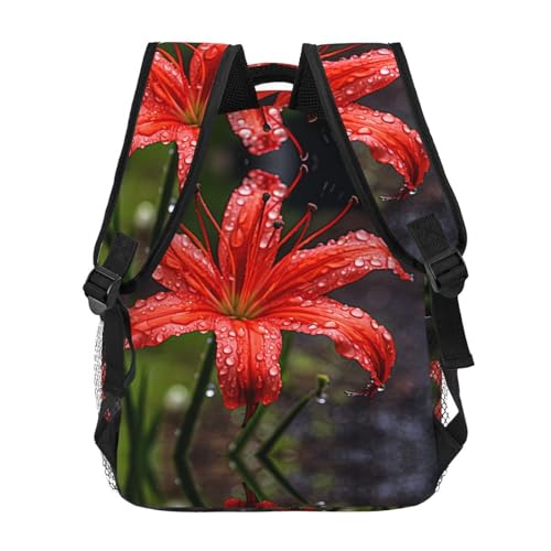 Sac à dos décontracté lys rouges pour le bureau, les cours et les sorties - 4