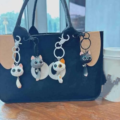 Image of Cute Cat Keychain & Bag Hanging Charm for Girls | Cartoon Cat Bag Charm | Keyring for Bags, Purse, Backpack | Gift for Girls & Women