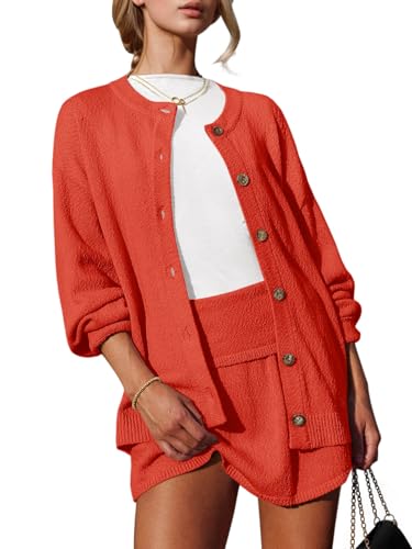 Tankaneo Womens 2 Piece Sweater Skirt Set Casual Long Sleeve Cardigan Outfits Knit Skirts Matching Lounge Sets