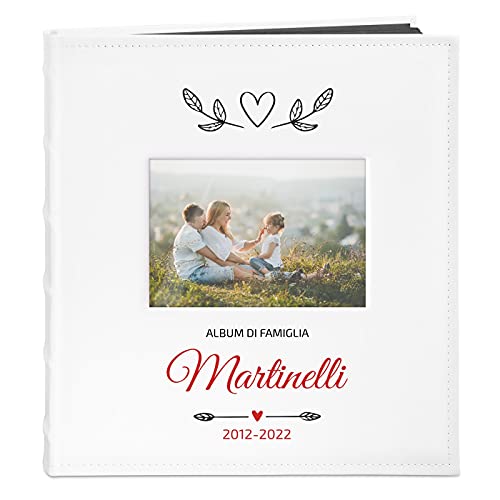 Album Foto Personalizzato Maverton, Copertina In Pelle Sintetica Con Incisione Laser, 60 Pagine Nere, Fino A 240 Foto