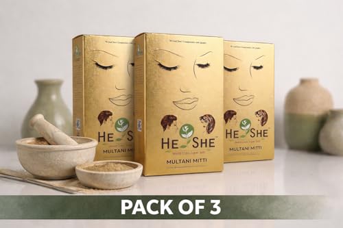 Image of He /She 100% Natural Multani Mitti Powder Face Pack (150Gms-Pack3)| For Exfoliating Soothing Nourishing Face, Skin & Hair| Indian Healing Clay /Calcium Bentonite Clay /Fuller's Earth /Body Mask