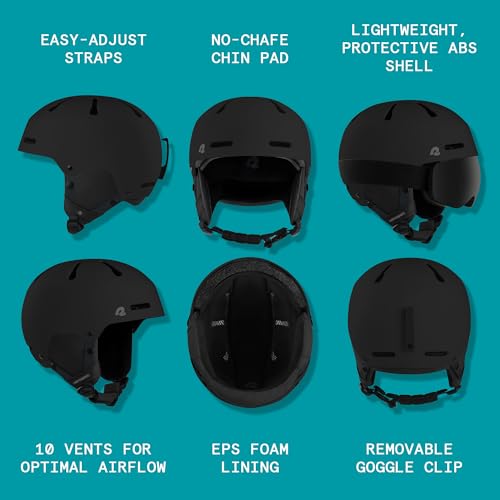 Image of Comstock Kids Ski & Snowboard Helmet with ABS Shell, EPS Impact Protection & 10 Cooling Vents - Adjustable Winter Sports Gear, Goggle Clip