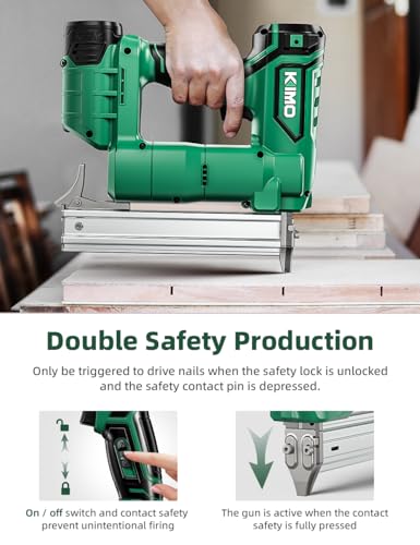 Image of KIMO 18 Gauge Nail Gun Cordless with Battery 2.0Ah X 2 & Fast Charger, 5000pcs Nails, Single&Contact Firing, 180 Nails /min, LED Light, Adjustable Nailing Depth Cordless Brad Nailer for DIY Project
