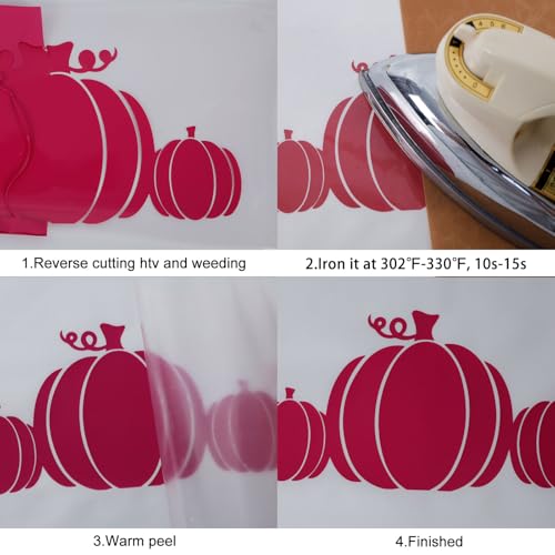 Image of FUNKAKA Heat Transfer Vinyl Rolls, 12 inch x 9ft Rose Red Iron on Vinyl | Glossy HTV Vinyl for All Cutter Machines for Shirts - Easy to Cut & Weed for Heat Vinyl Design