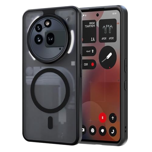AOMYKE für Nothing Phone 3a Pro Hülle Magnetisch Handyhülle für Nothing Phone 3a Pro [Kompatibel mit MagSafe] Transluzente Matte Anti-Fingerabdruck Kratzfeste PC Rückseite + TPU Bumper Schwarz