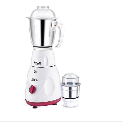 BULLET MASTER RIO 2 Jar Mixer Grinder| 550W Powerful Motor | 304 Grade SS Blade| 2 SS Jars Liquidizing Jar (1L) Chutney Jar (0.25L)3 Speed Options with Whip (1 Year Warranty)