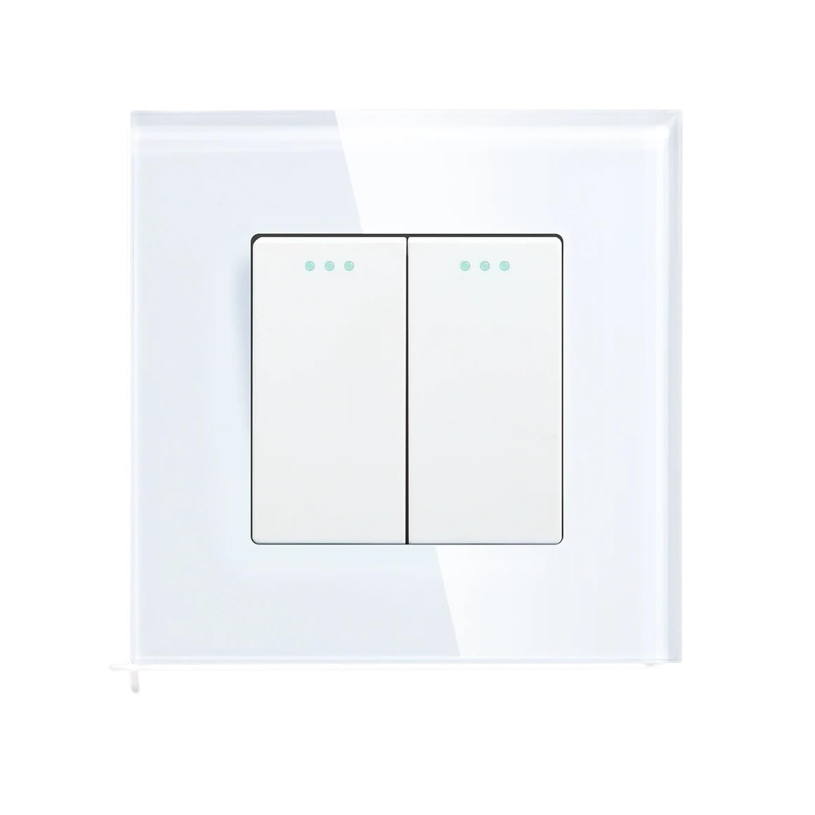 Interruptor de luz de pared mecánico, interruptor de botón de 1/2/3 entradas, Panel de cristal de 1 vía, interruptor de encendido y apagado de 250V, blanco y negro(2Gang White)