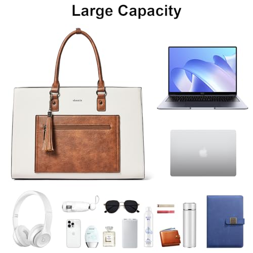 Shrrie 16inch Laptop Bag for Women-Fashion Rainbow Side,Waterproof Leather Tote Bag,Vintage Laptop Tote Purse3