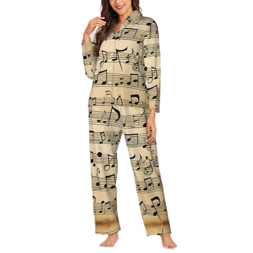 Pyjama à manches longues femme motif musique idéal pour vos soirées cocooning à la maison
