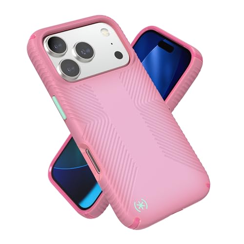 Image of Speck Presidio LUX Grip for iPhone 17 Pro Case, MagSafe-Compatible, Slim Protective Case, IBIS Pink /Dark IBIS /KANOM Green