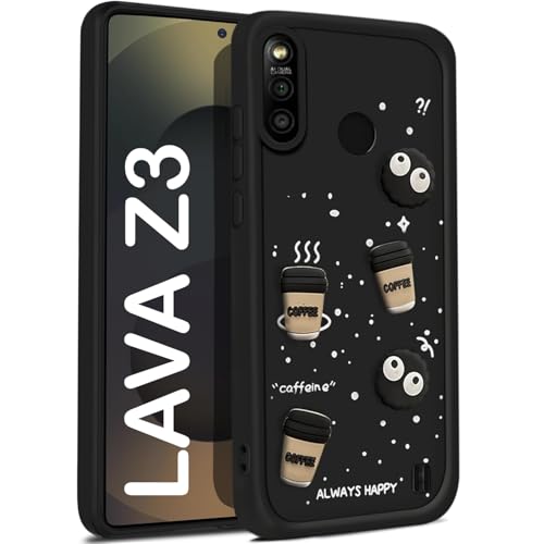 Image of TRUEUPGRADE Coffee Case for Lava Z3 | Cute 3D Cartoon Ball Design | Soft Silicone Back Cover for Lava Z3 | Full Body & Camera Protection | Black