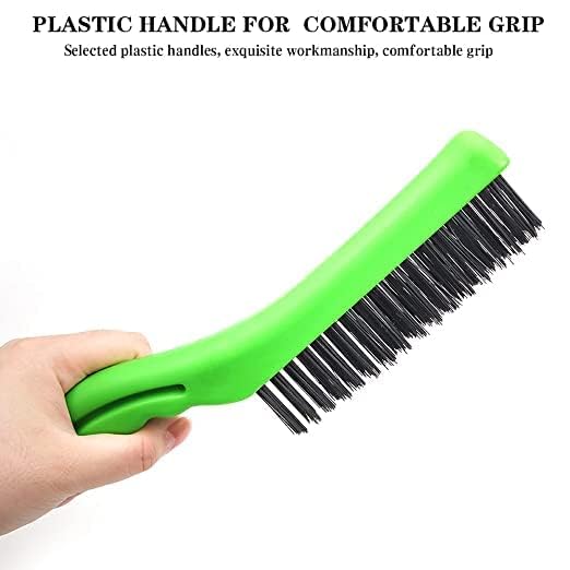 Image of Wire Brush, Wire Brush Set, Stainless Steel Wire Brush,10 Inch with Plastic Handle Wire Brush, Heavy Duty Wire Brush for Metal, Cleaning Welding Slag Rust Scrubber Brushes